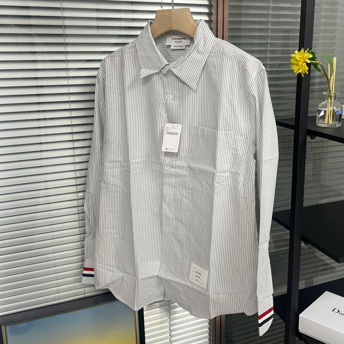 トムブラウン クラシック メンズ グレー シャツ - Gray  - tom01547x