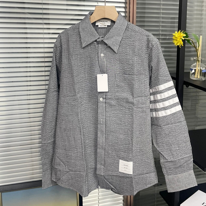 トムブラウン クラシック メンズ グレー シャツ - Gray  - tom01575x