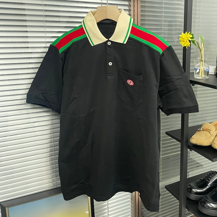 グッチ メンズ ブラック ポロ 半袖Tシャツ - - guc329x