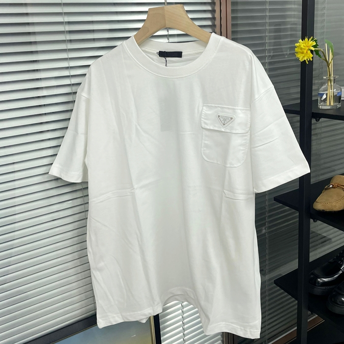 PradaShort Sleeved T-shirt - プラダ メンズ LOGO コットン 半袖Tシャツ Pra0571x.ホワイト