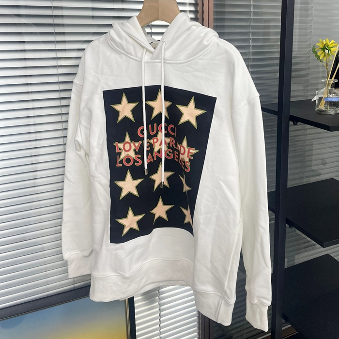 グッチ メンズ ホワイト フーディーTシャツ -White  - gu1095x