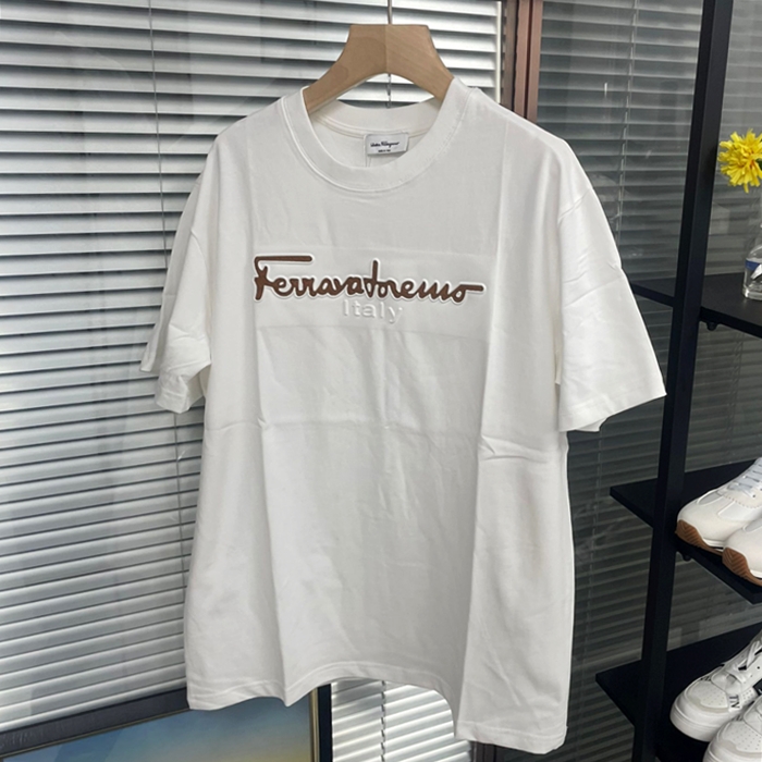 フェラガモ メンズ ホワイト 半袖Tシャツ - Ferragamo White  - fec01x