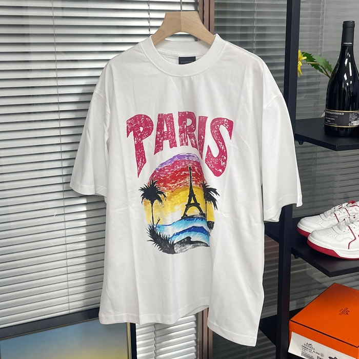 バレンシアガ メンズ ホワイト 半袖Tシャツ -  White  - bac440x