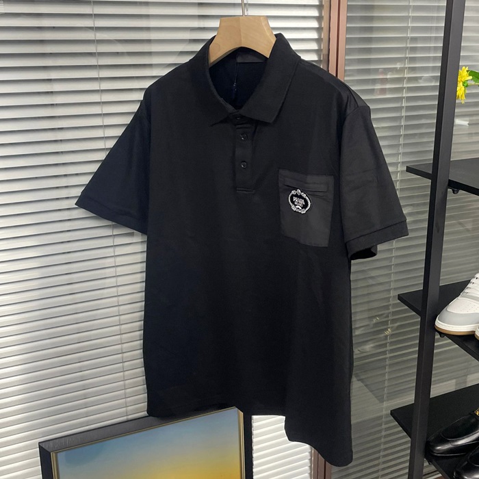 プラダ メンズ ブラック ポロ 半袖Tシャツ - Short sleeved  - pr628x