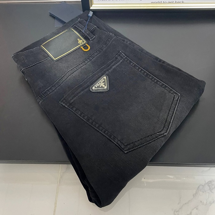 Pradaプラダメンズ クラシック LOGO デニム パンツ Pra02183x.ブラック