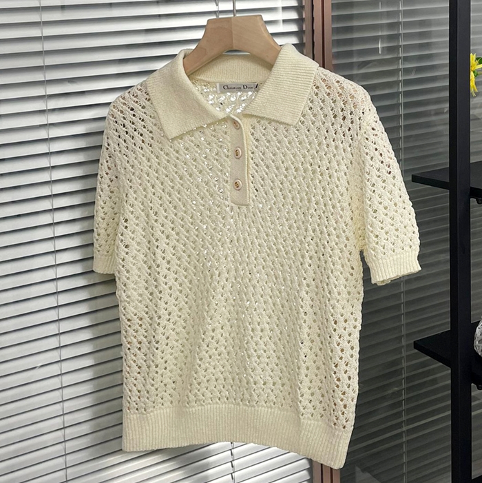 ディオール レディース アイボリー 半袖 ニット -   Ivory Kint - di349x