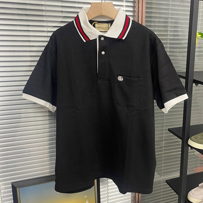 グッチ メンズ ブラック ポロ 半袖Tシャツ -Polo Short sleeved  - guc226x