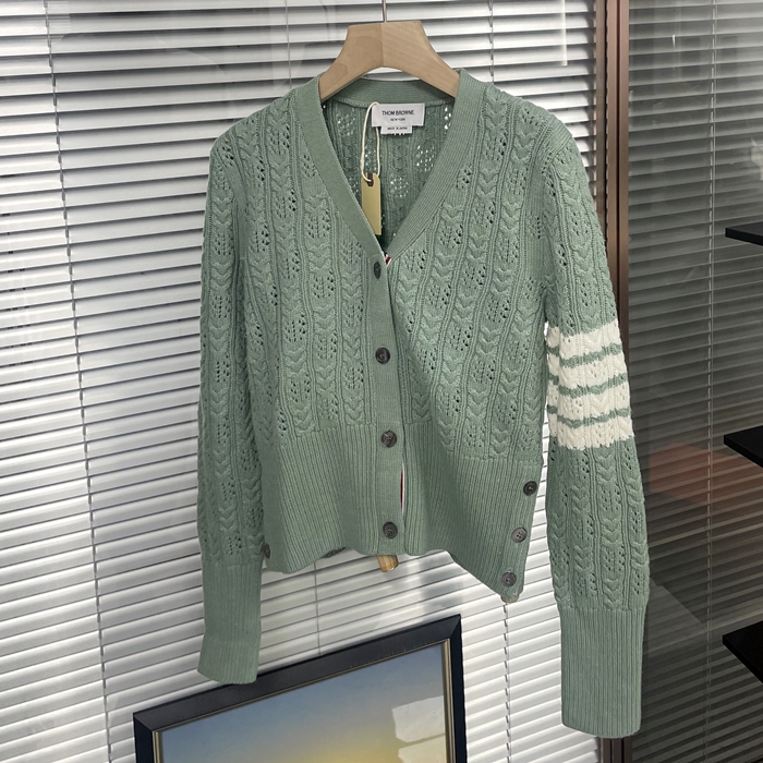 トムブラウン レディース Vネック ミント カーディガン -  Mint  - thom0668x