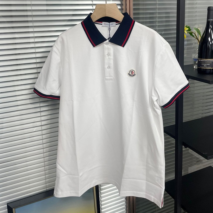 モンクレール メンズ ホワイト ポロ 半袖Tシャツ - White  - moc02474x