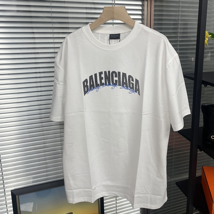バレンシアガ メンズ ホワイト クルーネック 半袖Tシャツ -  White  - bac187x