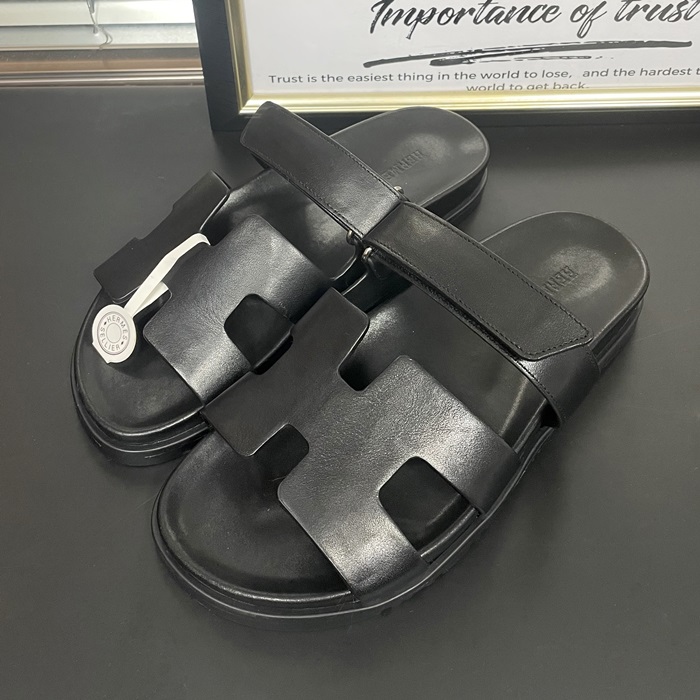 エルメス ユニセックス トレンディ ブラック スリッパ - - her0868