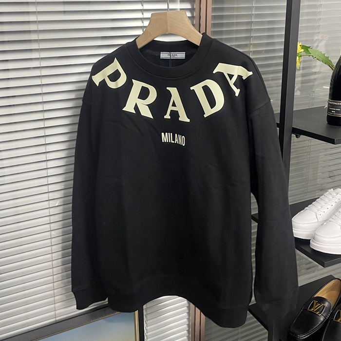 プラダ メンズ クルーネック ブラック スウェット -  - pr01251x