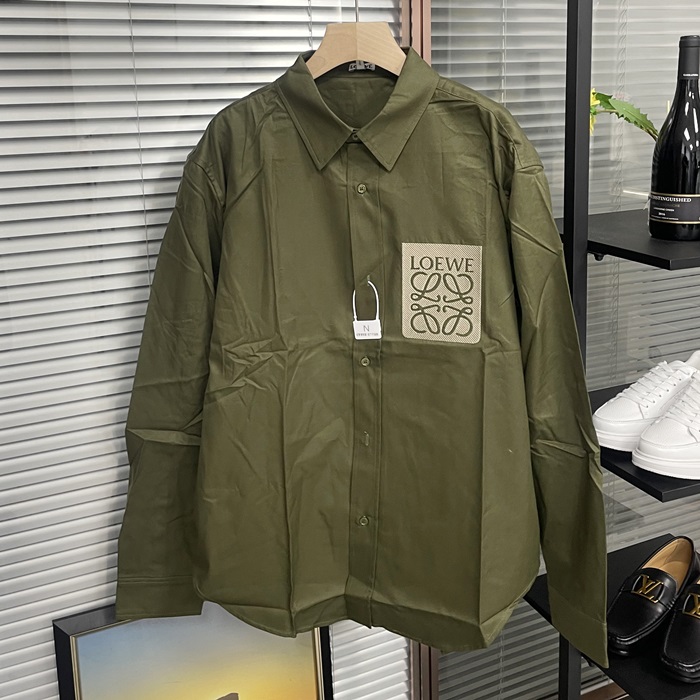 ロエベ メンズ カーキ シャツ - Khaki Shirts - loc338x
