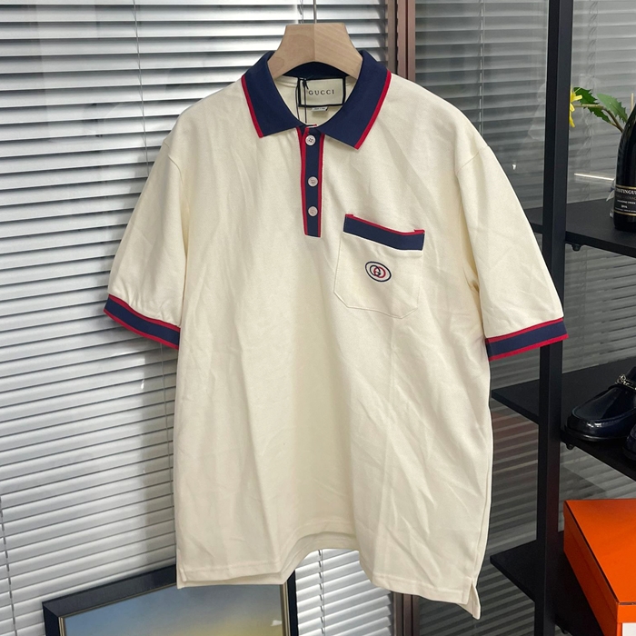 グッチ メンズ アイボリー ポロ 半袖Tシャツ -Polo Short sleeved  - guc229x
