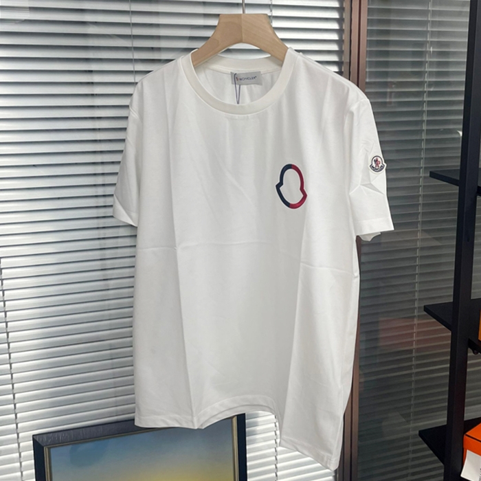 モンクレール メンズ ホワイト クルーネック 半袖Tシャツ - White  - mo132x