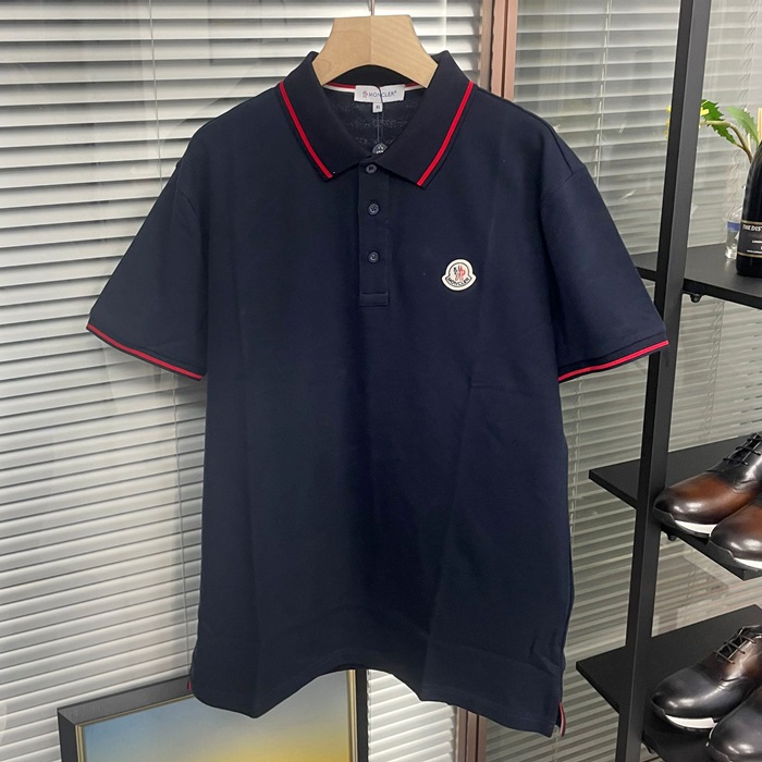 モンクレール メンズ ネイビー ポロ 半袖Tシャツ - Nvay  - moc02475x