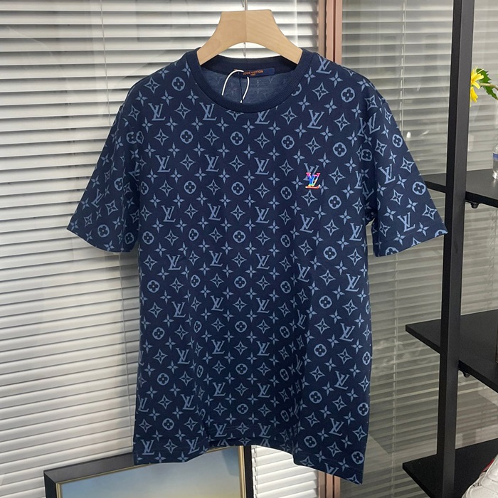 ルイヴィトン メンズ ブルー 半袖Tシャツ -lvc305x