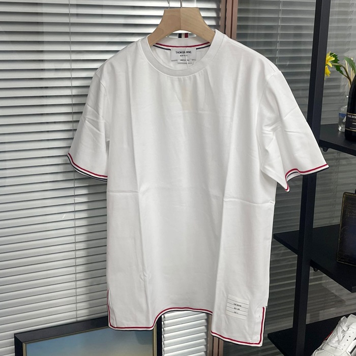 トムブラウン メンズ クルーネック ホワイト 半袖Tシャツ - White  - th45x
