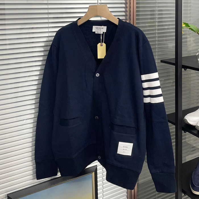 トムブラウンメンズ コットン Vネック カーディガン Thom0288x.Size(s - 3xl).ネイビー