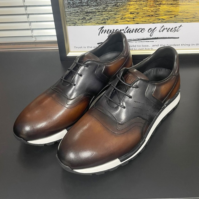 ベルルッティ メンズ カジュアルレザースニーカー Szie ブラウン -   Bers0285