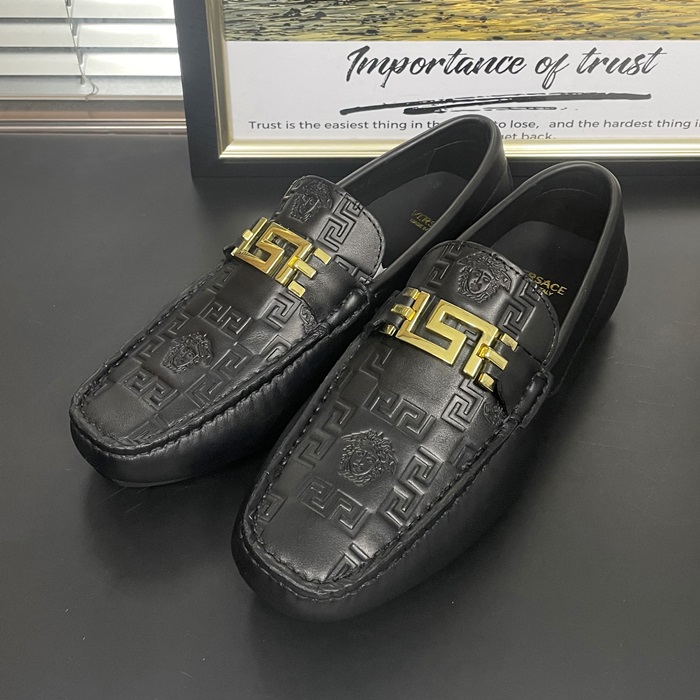 - ヴェルサーチメンズ レザーローファー VERS0495,ブラック