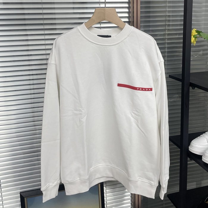 プラダ メンズ クルーネック ホワイト スウェット - White  - pr677x