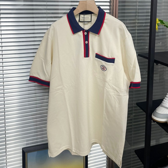 グッチ メンズ アイボリー ポロ 半袖Tシャツ -Polo Short sleeved  - guc229x