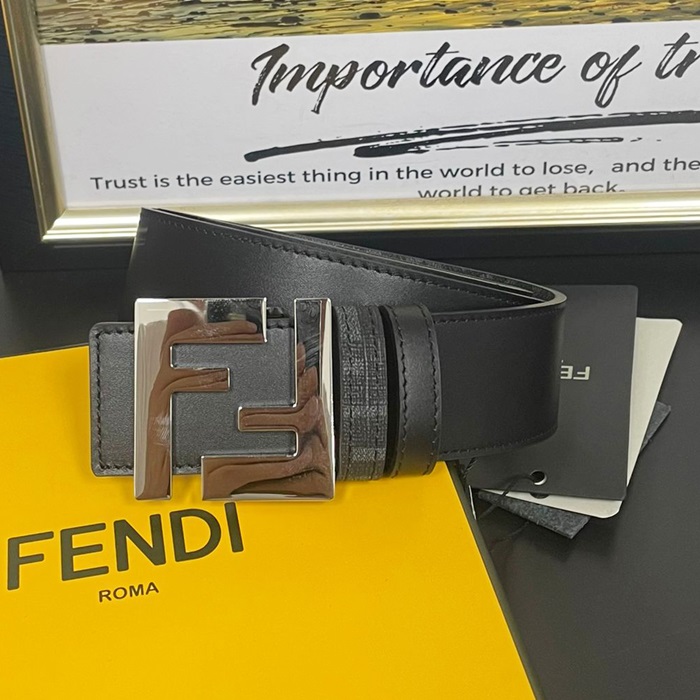 フェンディ メンズ シグネチャー リバーシブル グレー ベルト - Gray Belts - fe47x