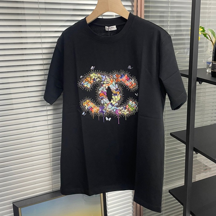 シャネルユニセックス ブラック 半袖Tシャツ - - chc552x