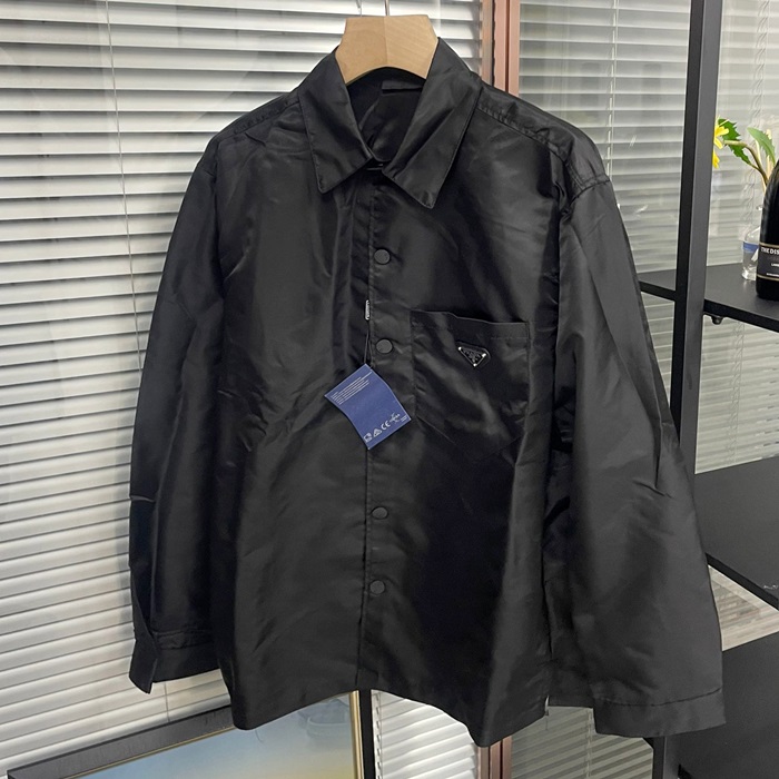 Shirts - プラダメンズ ベーシック コットン シャツ Pra02396x Size(s - xl) ブラック