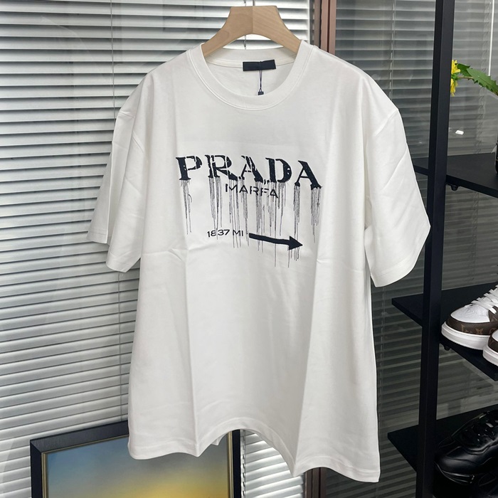 プラダ メンズ ホワイト 半袖Tシャツ - White  - prc588x