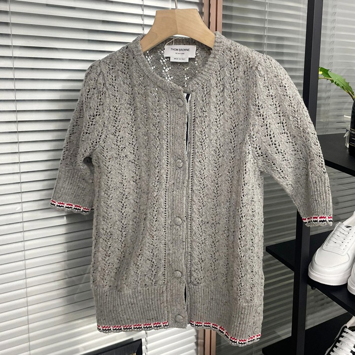 トムブラウン レディース グレー 半袖 ニット -  Gray Knits - thc48x