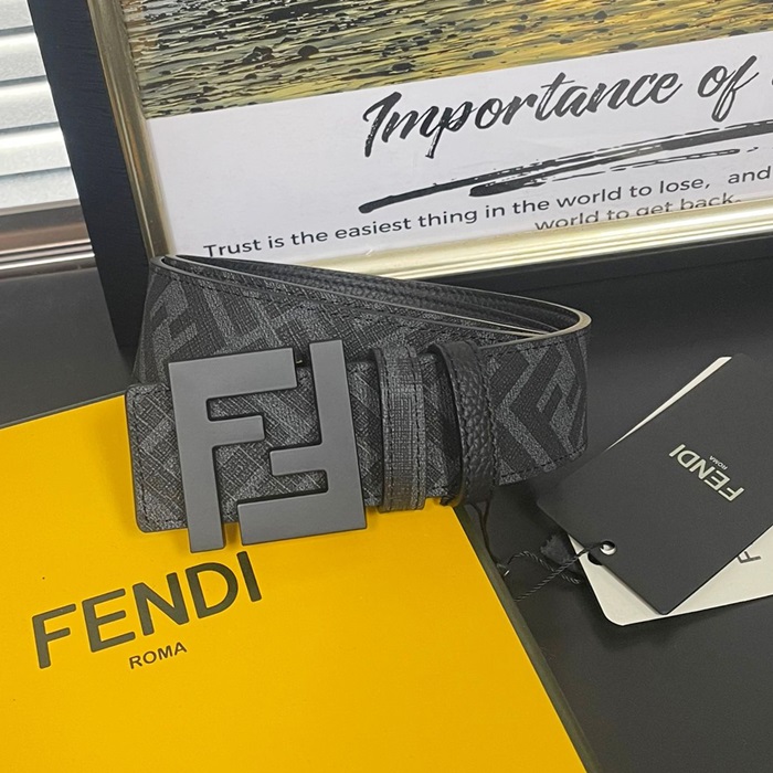 フェンディ メンズ シグネチャー リバーシブル グレー ベルト - Gray Belts - fe47x