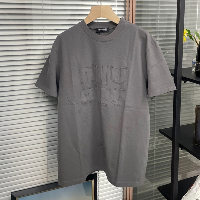 ミュウミュウ ユニセックス グレー 半袖 シャツ - Gray  - mic422x