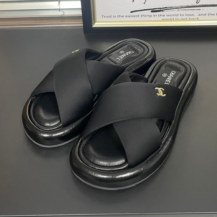 シャネルレディース ブラック スリッパ -   - ch494x