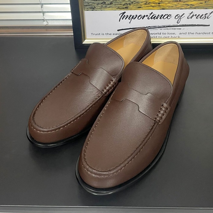  - エルメスメンズ レザーローファーHERS0388,ブラウン