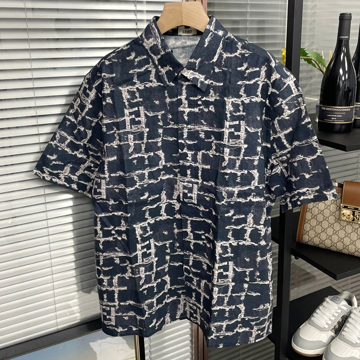 フェンディ メンズ ブラック 半袖 シャツ - Shirts - fec637x