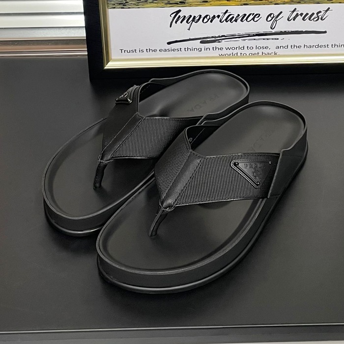 Prada Canvas Slipper,PRAS0788 - プラダメンズ キャンバス スリッパブラック