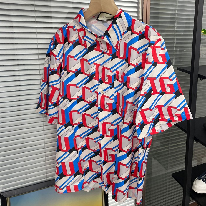 グッチ メンズ アイボリー 半袖 シャツ -Ivory Shirts - guc368x