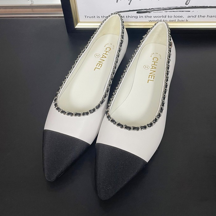 シャネル2020 レディースレザーフラット,CHAS0468,ホワイト