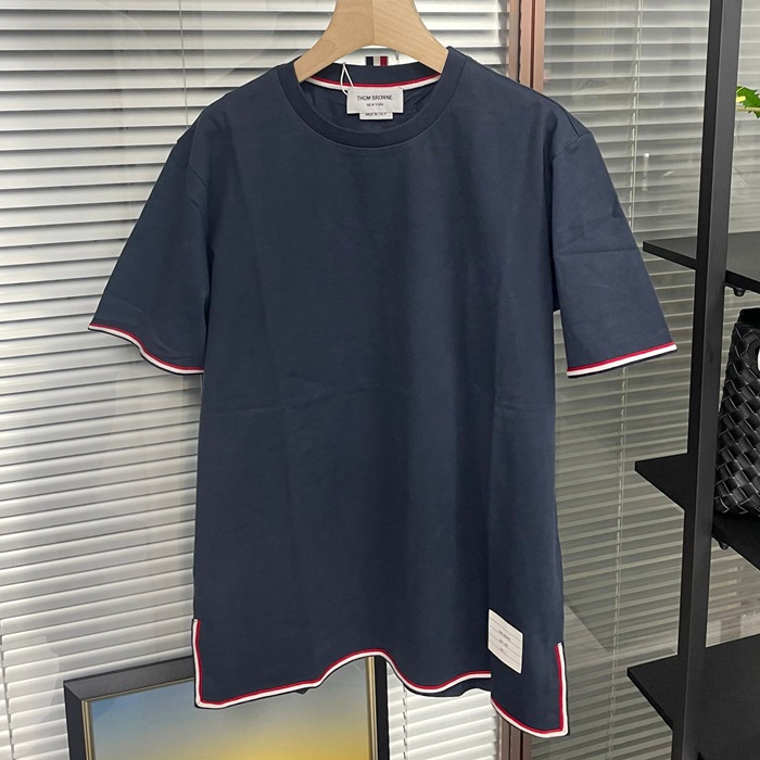 トムブラウン メンズ クルーネック ネイビー 半袖Tシャツ -  - th44x