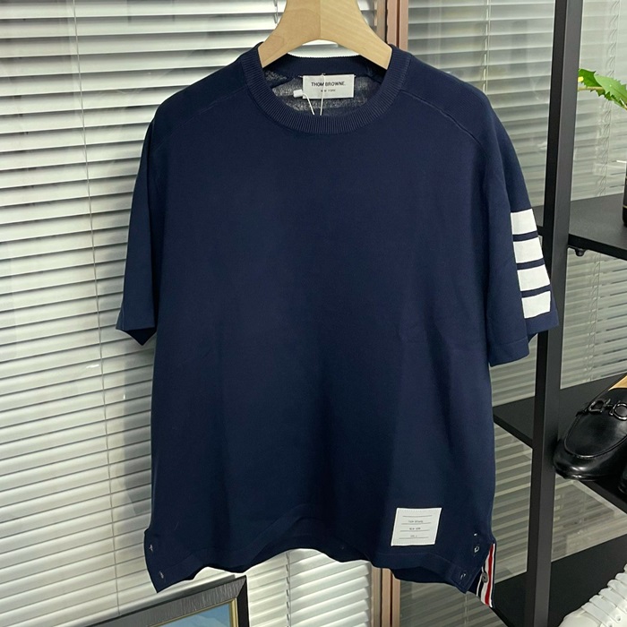 トムブラウン メンズ ネイビー 半袖Tシャツ -  - thc54x