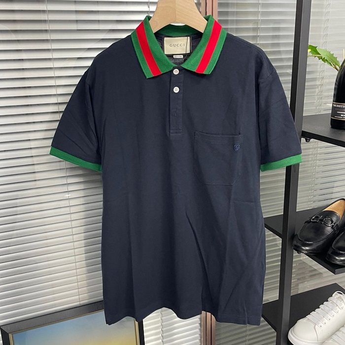 グッチ メンズ ネイビー ポロ 半袖Tシャツ -Polo Short sleeved  - guc221x