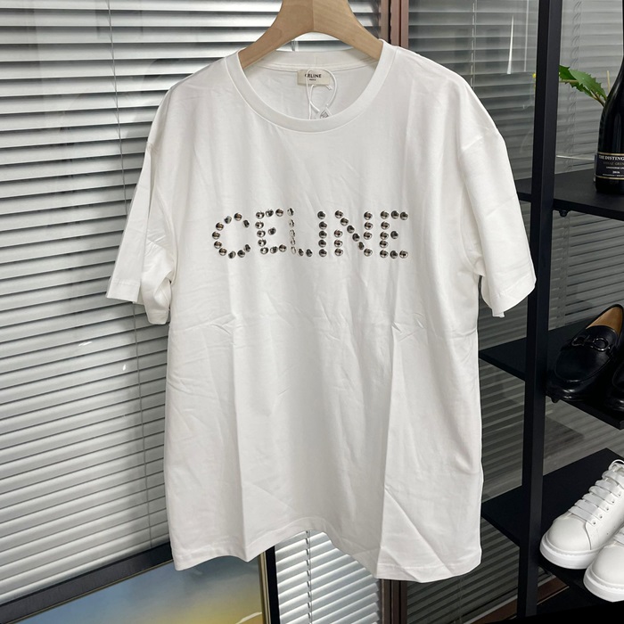 セリーヌ メンズ ホワイト 半袖Tシャツ - White  - cec529x