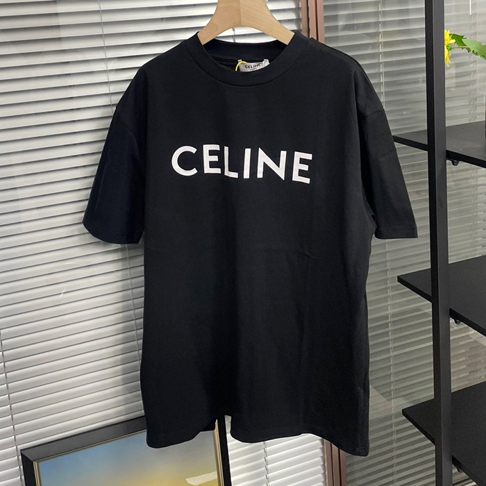 Hedi Slimane Short Sleeved  Camel - セリーヌユニセックス LOGO コットン 半袖Tシャツ Cel0134x Size(xs - l) ブラック/ホワイト