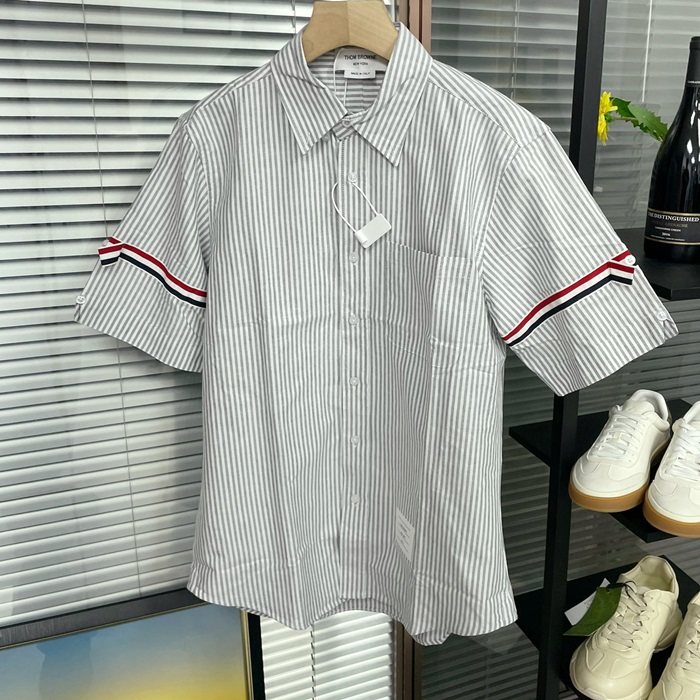 トムブラウン メンズ グレー 半袖 シャツ - Gray Half sleeved Shirts - to70x