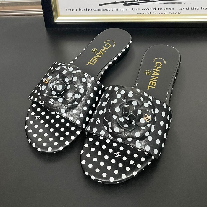 シャネルレディース カメリア ブラック ミュール -   - chs351x