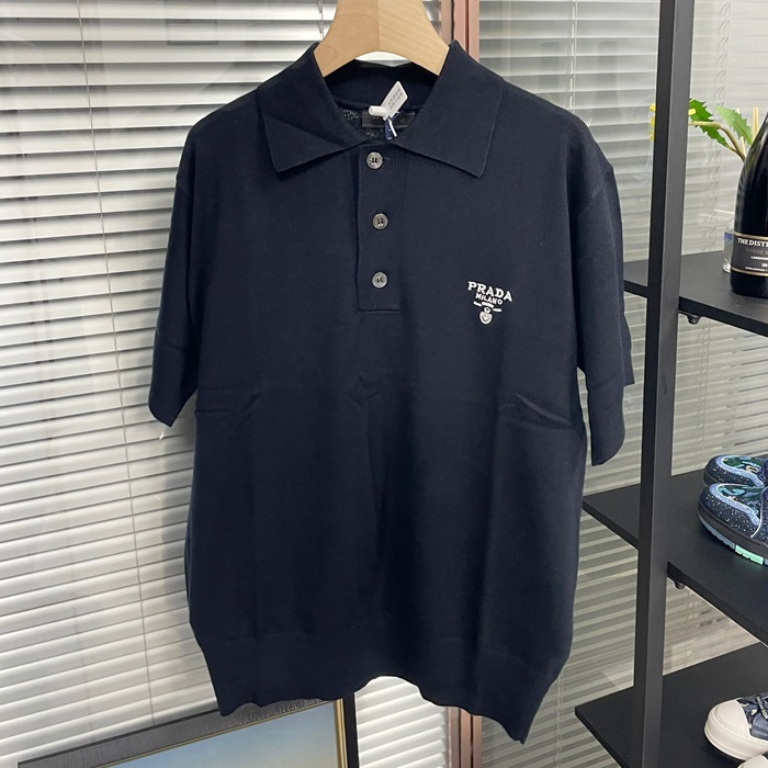 プラダ メンズ ブラック ポロ 半袖Tシャツ -  - prc872x