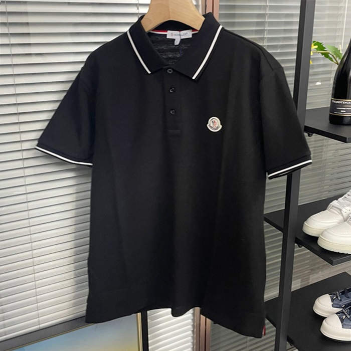 モンクレール メンズ ブラック クルーネック 半袖Tシャツ -  - moc02477x