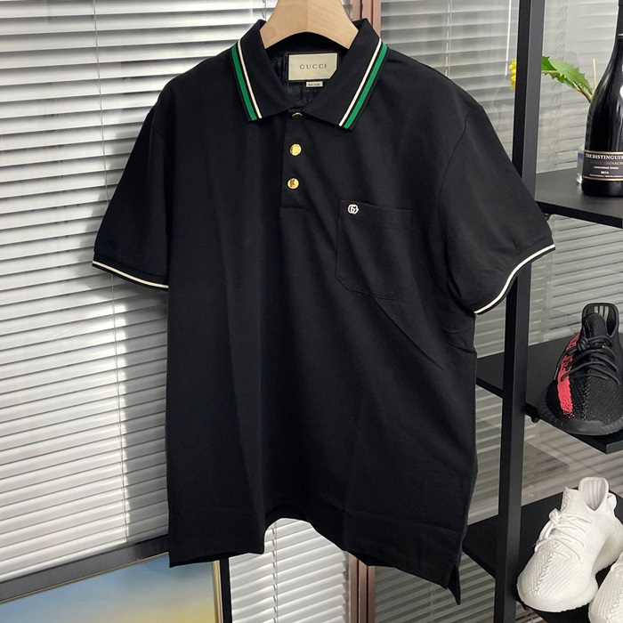 グッチ メンズ ネイビー ポロ 半袖Tシャツ -Polo  - guc506x